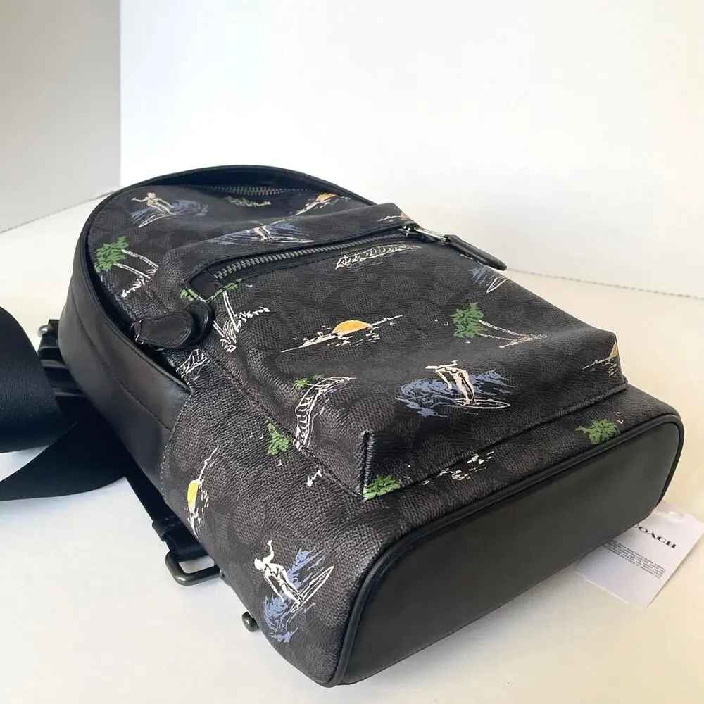 Coach West Pack 2853 Surf Print Signature Canvas Sling Crossbody